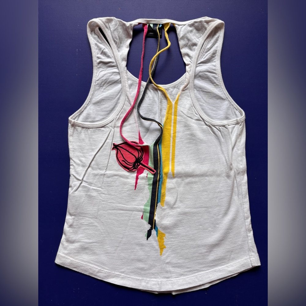 Diesel White Tank Top with Multicolor Accents